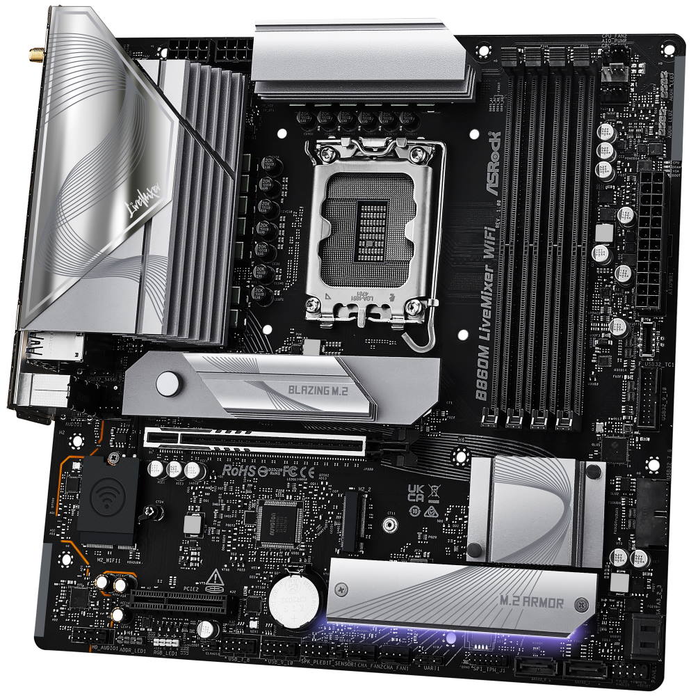 ASRock B860M LiveMixer WiFi / Intel B860 / LGA1851 / 4x DDR5 / 3x M.2 / HDMI / Thunderbolt 4 / WiFi / mATX